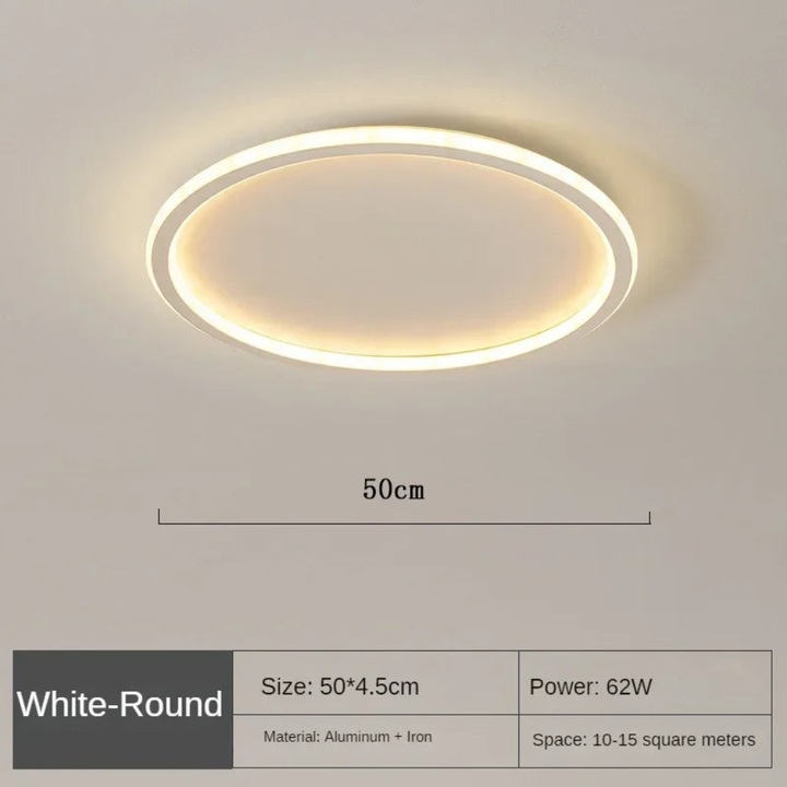 Energieffektiv nordisk rund LED taklampe, gir klart og behagelig lys.