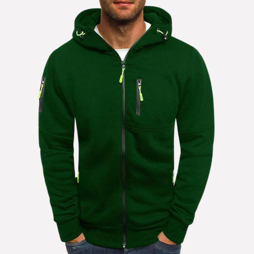 Unisex hettegenser med glidelås. Allsidig og komfortabel fritidsjakke for en avslappet hverdag.