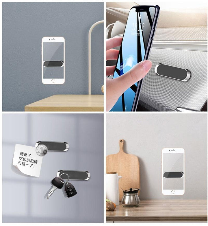 Allsidig magnetisk mobilholder for bil, kontor & kjøkken. Robust design, 360° rotasjon. Universal telefonfeste.