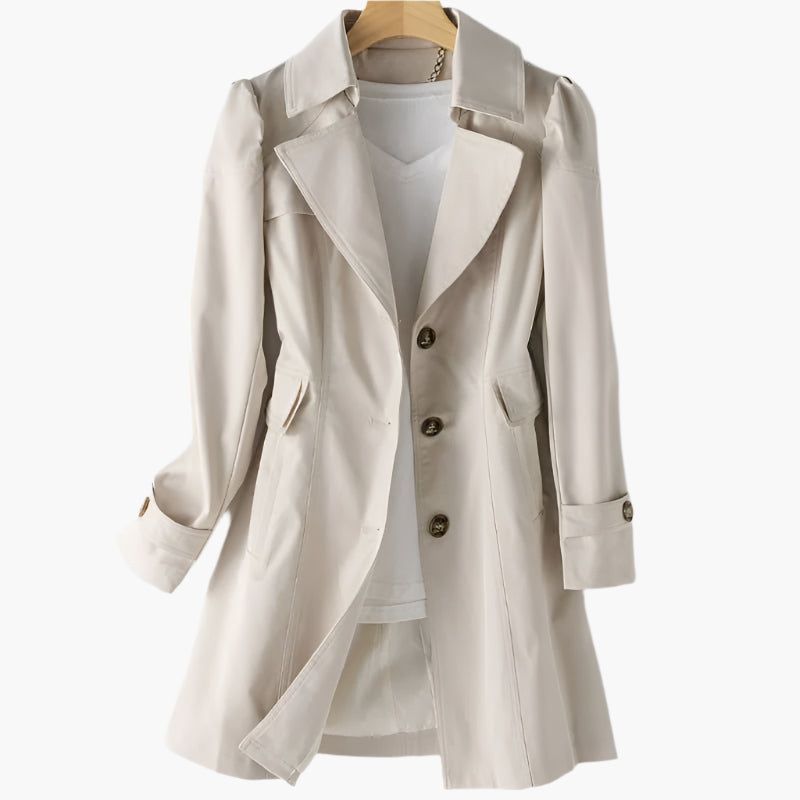 Elegant lang trenchcoat for kvinner, tidløs klassiker i høstmote, et allsidig ytterplagg.