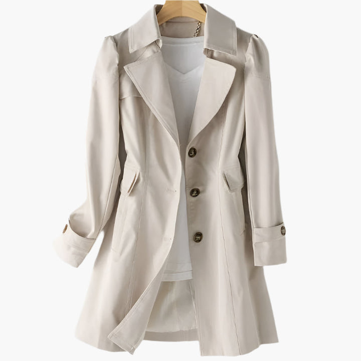 Elegant lang trenchcoat for kvinner, tidløs klassiker i høstmote, et allsidig ytterplagg.