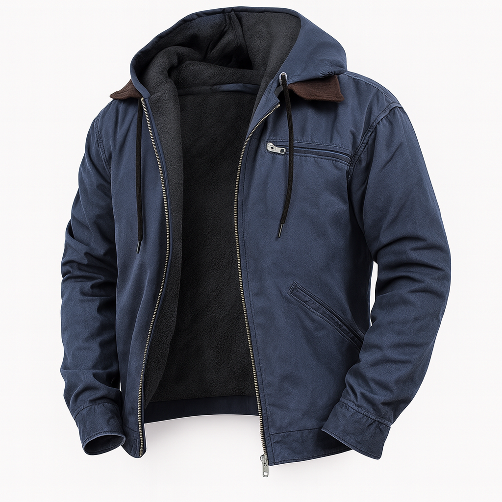Elegant blå mennsjakke i klassisk snitt, perfekt for både casual og smart stil. Komfortabelt ytterplagg for menn.