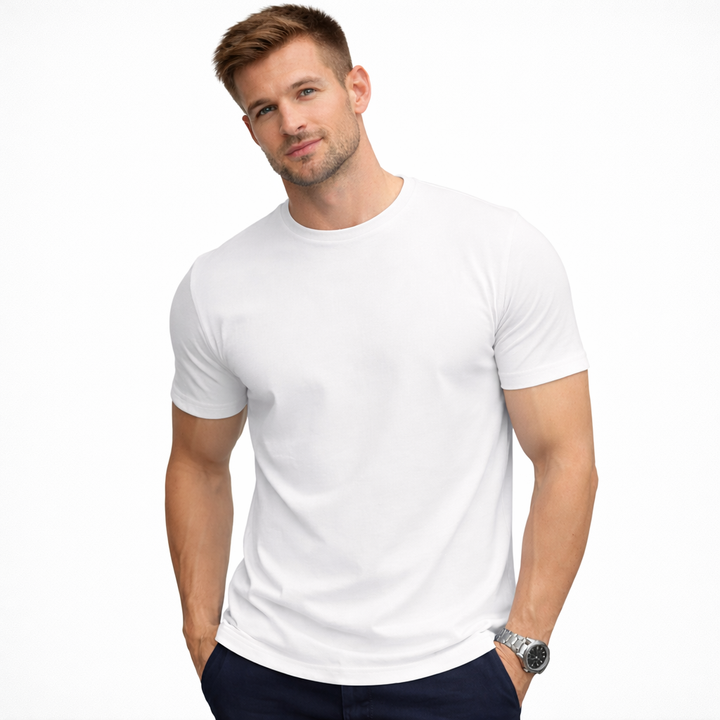 Løs passform herre t-skjorte i bomull med trykk, en komfortabel og trendy oversized modell for fritidsbruk.