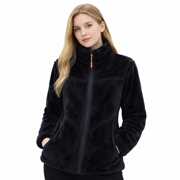 Varm teddyfleece jakke til dame. Myk og komfortabel høstjakke og vinterjakke, ideell som casual ytterjakke.