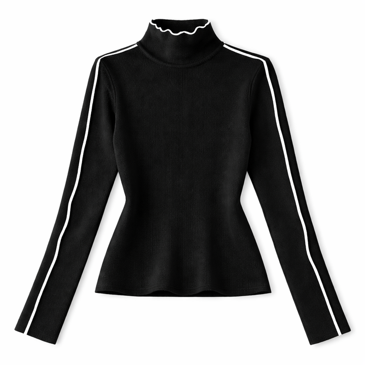Trendy flerfarget høyhalset strikkegenser for kvinner. Slim fit og komfortabel for enhver anledning.