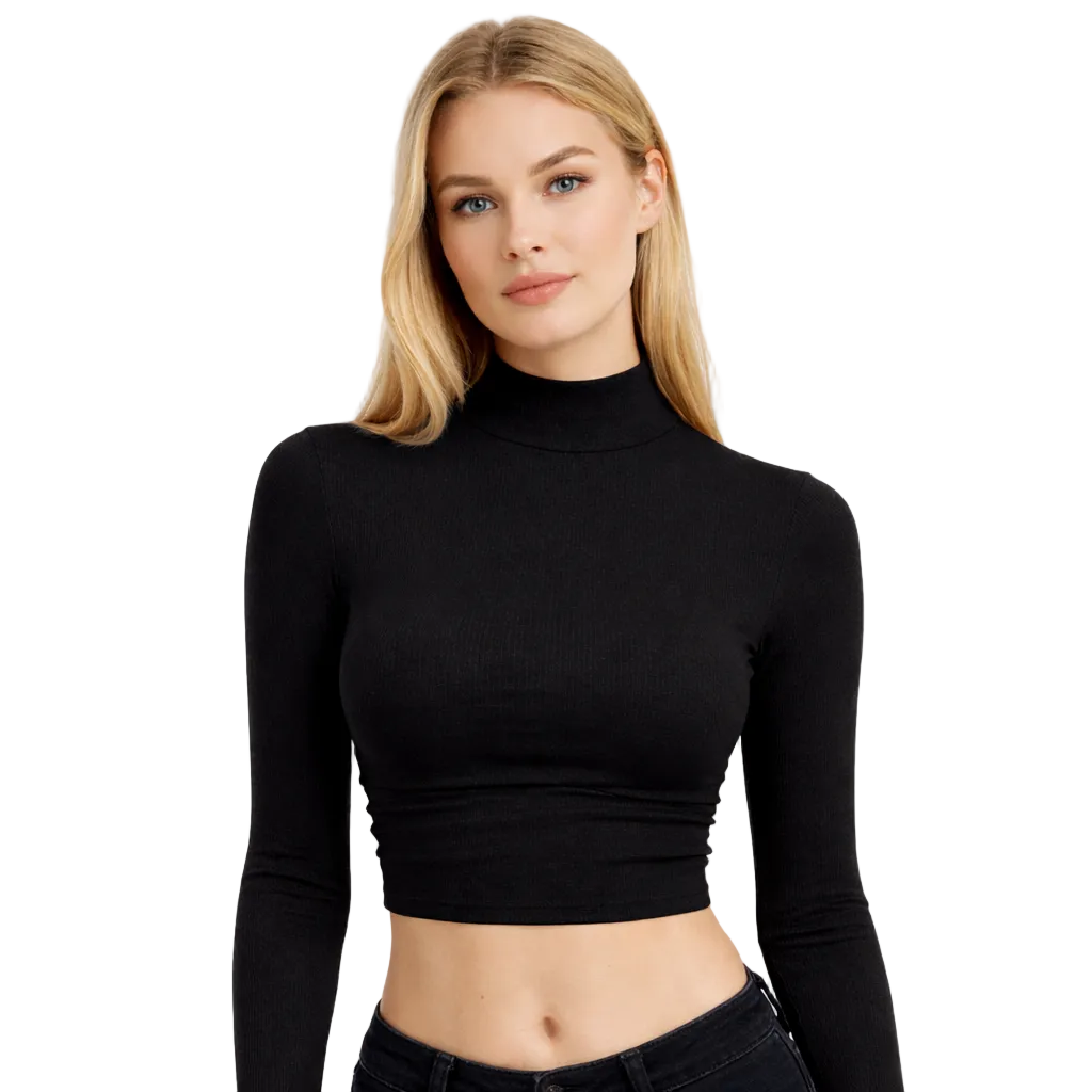 Stilfull dame cropped pologenser med lange ermer. Tettsittende genser for en moderne og elegant look.