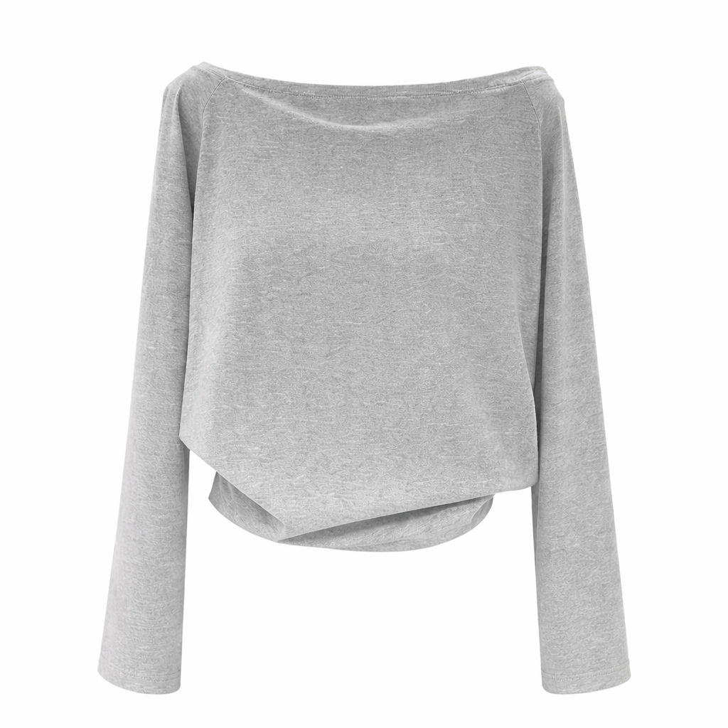 Stilig én skulder bomullsgenser for dame. Elegant og varm langermet topp, flott for høstmote og vintergarderoben.
