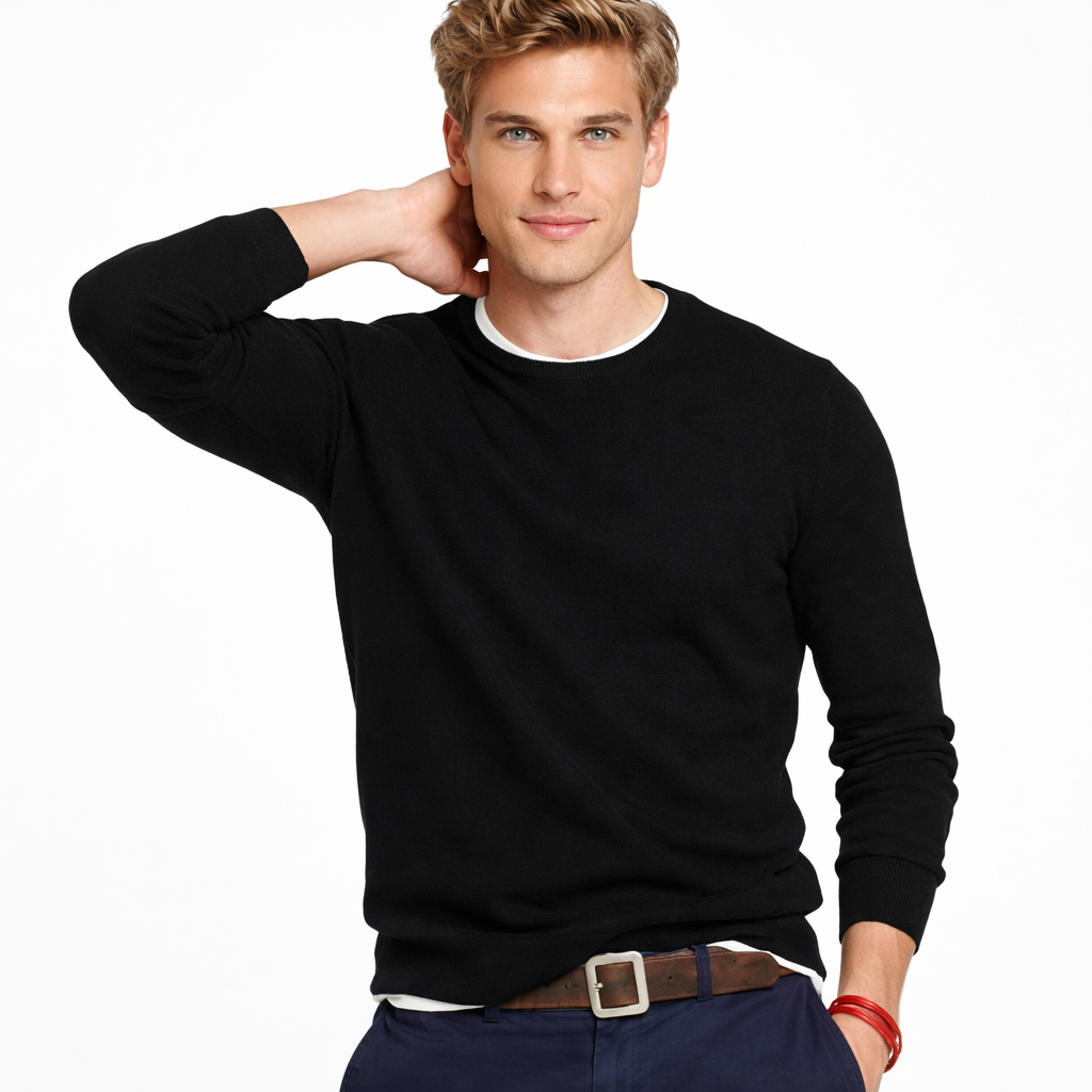 Ensfarget herregenser, store størrelser. Komfortabel og varm klassisk pullover for menn (M-5XL).