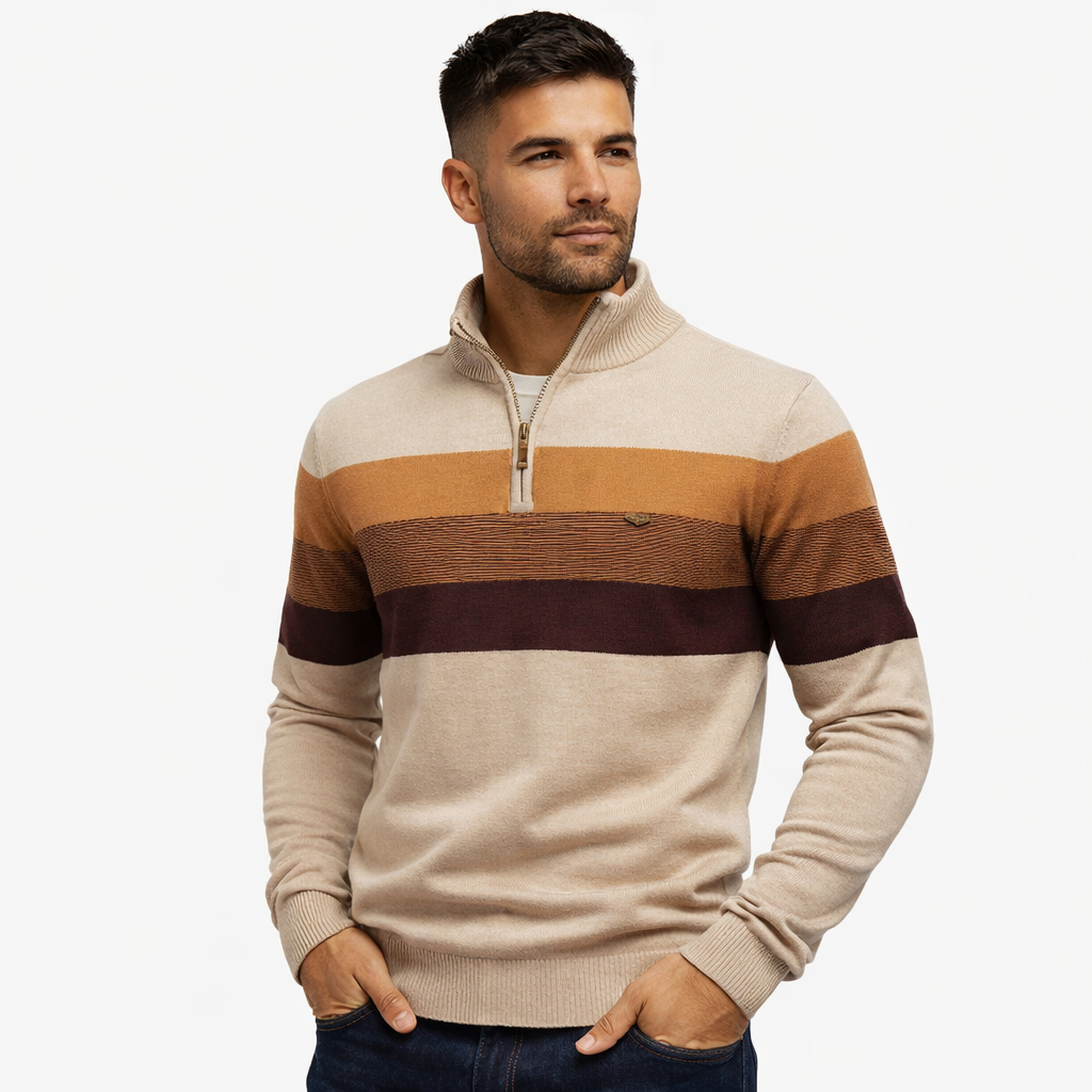Stilig høstgenser med glidelås. Klassisk herrepullover for en elegant og avslappet look.