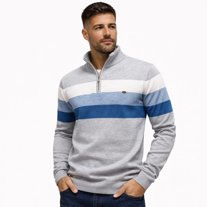 Klassisk herrepullover. Myk og varm genser med kvart glidelås for elegant fritid.