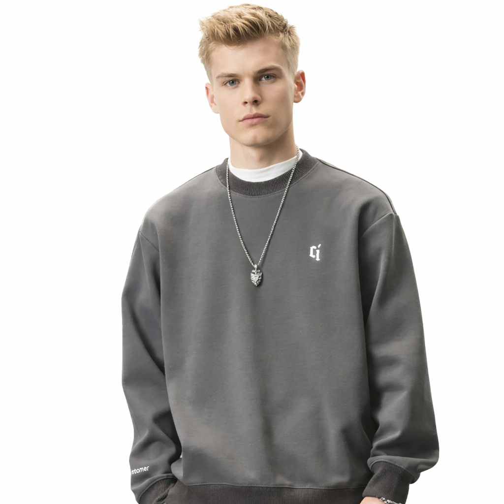 Herre genser med rund hals for business casual stil, komfortabel og stilren herreklær.