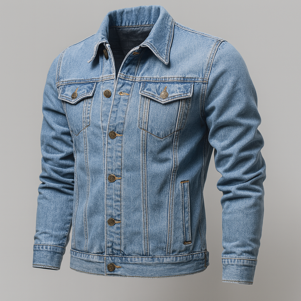 Svart herre denimjakke med klassisk snitt. Komfortabel vårjakke/høstjakke, et must-have casual ytterplagg.