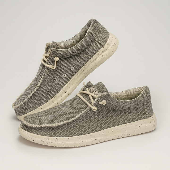 Grå menns lette komfortsko, pustende slip-on fritidssko med optimal støtte og stil for hverdagsbruk.