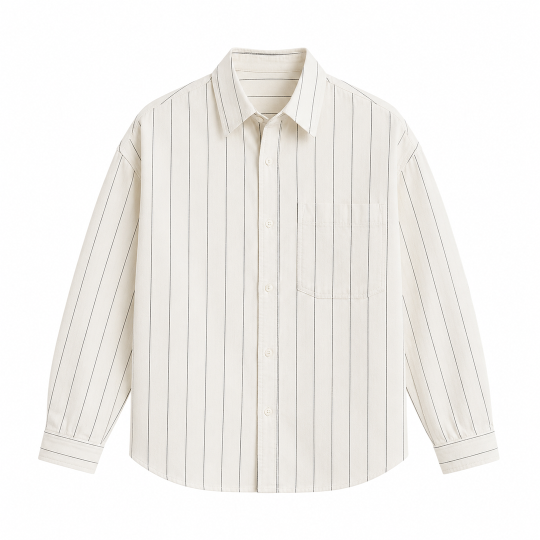 Oxford-skjorte for menn, klassisk stripet design, lange ermer. Komfortabel og allsidig herreklær, perfekt til vår/høst.