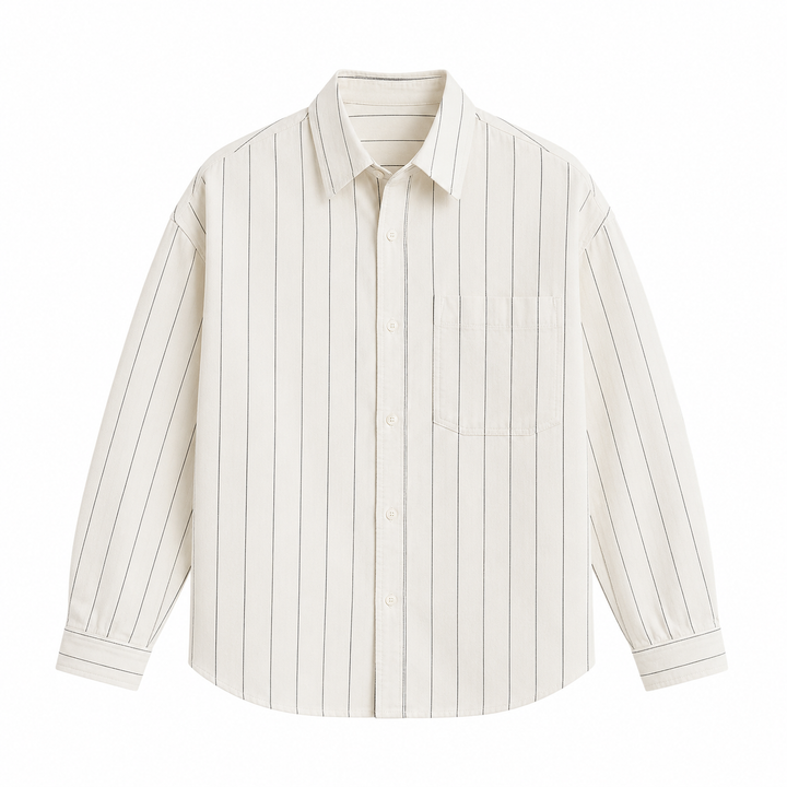 Oxford-skjorte for menn, klassisk stripet design, lange ermer. Komfortabel og allsidig herreklær, perfekt til vår/høst.