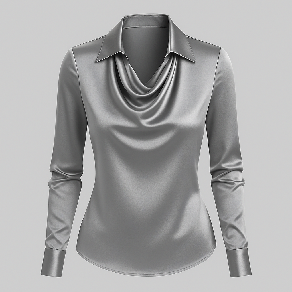 Vannfallbluse for kvinner. Stilfull topp med lange ermer for både hverdag og fest.