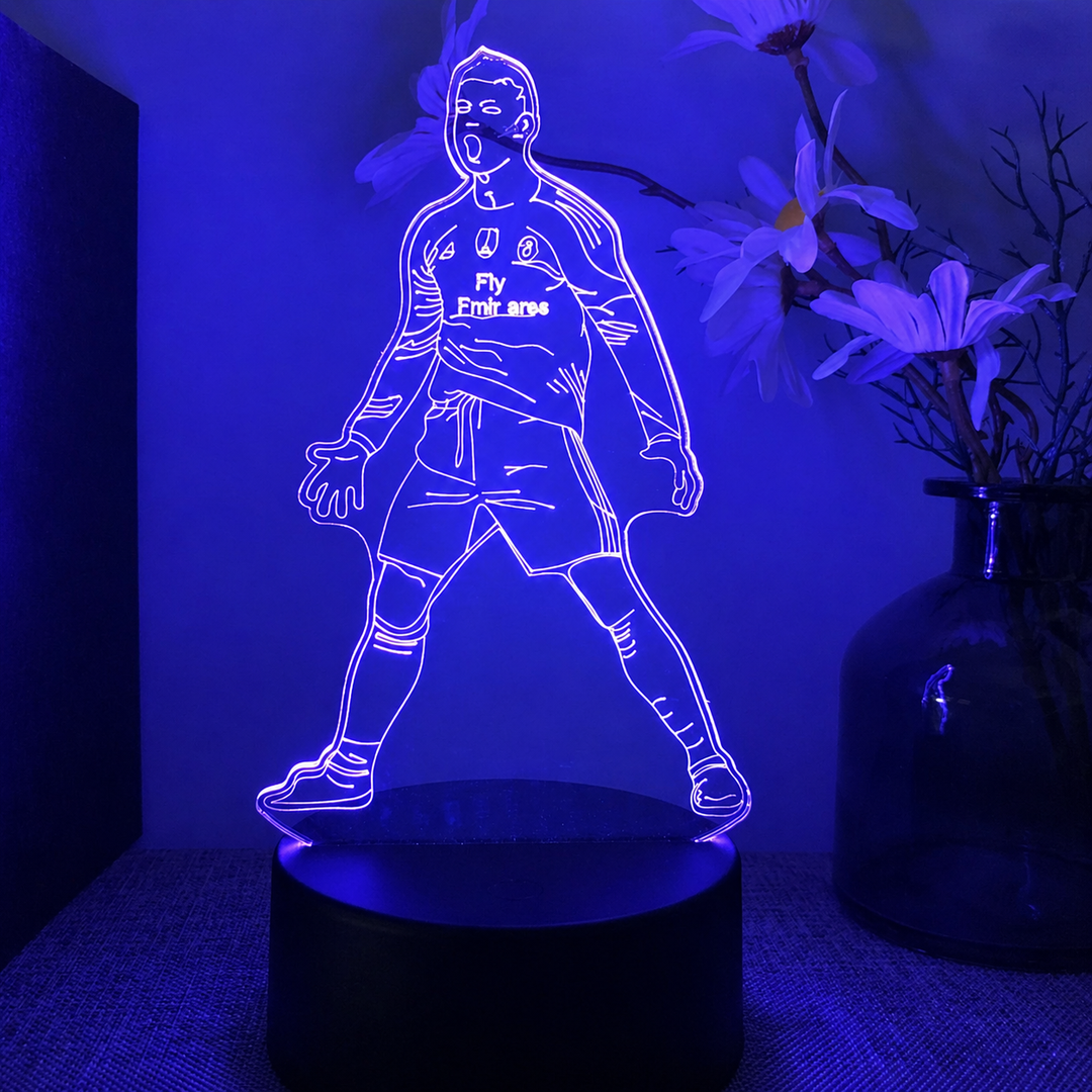 Ronaldo 3D LED-nattlampe for fotballfans, skaper unik optisk illusjon i hjemmet.