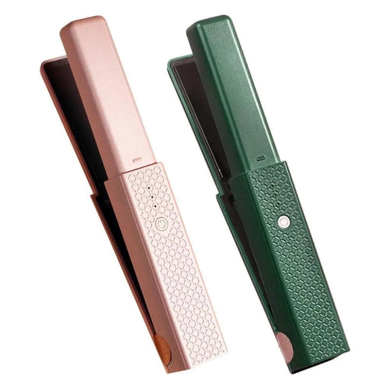 Trådløs rettetang med USB-lading, perfekt for rask styling og glansfullt hår.
