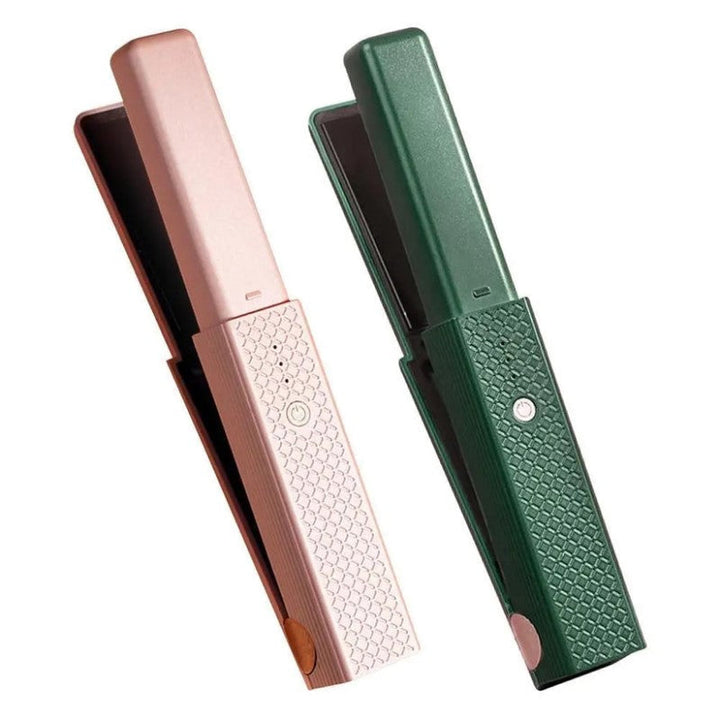 Trådløs rettetang med USB-lading, perfekt for rask styling og glansfullt hår.