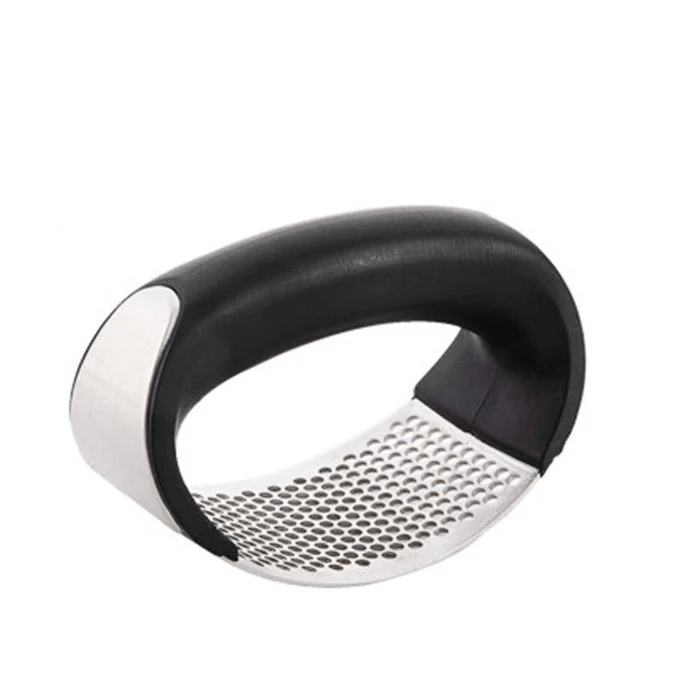 Ergonomisk hvitløkspresse i rustfritt stål for enkel og luktfri matlaging. Robust kjøkkenredskap.