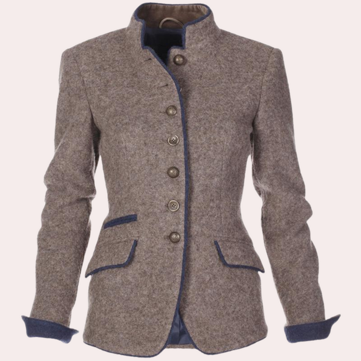 Stilren kvinneblazer med strukturert design, perfekt som elegant fest- eller hverdagsplagg.