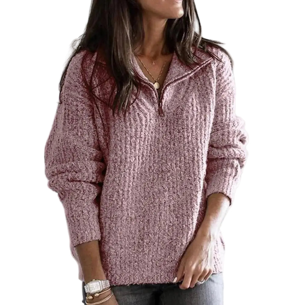 Damegenser med halvglidelås: Løs passform for hverdag og komfort. Perfekt som uformell pullover.
