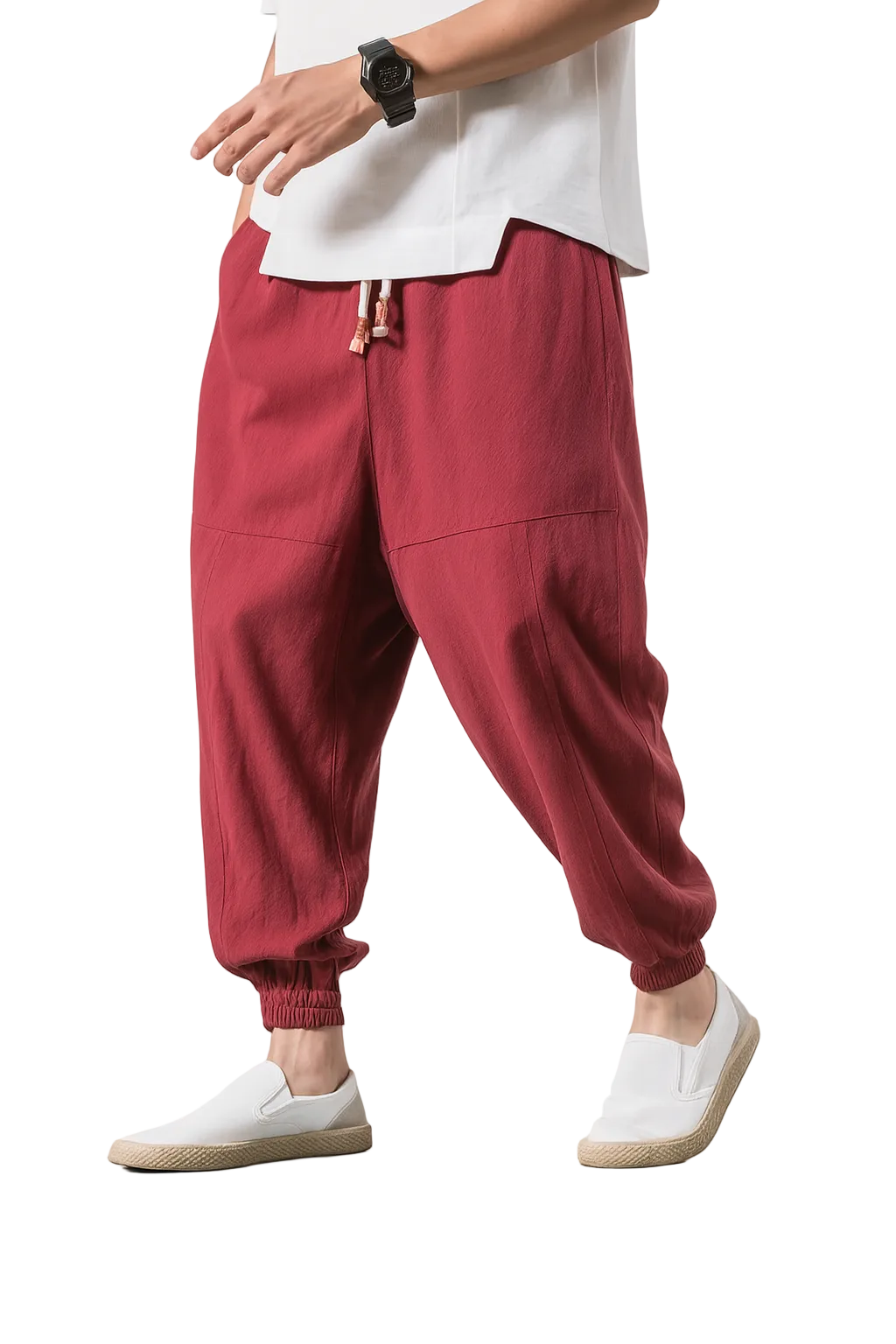 Herre harem bukser med avsmalnende ben for optimal komfort og moderne, avslappet stil. Ideell for fritid.