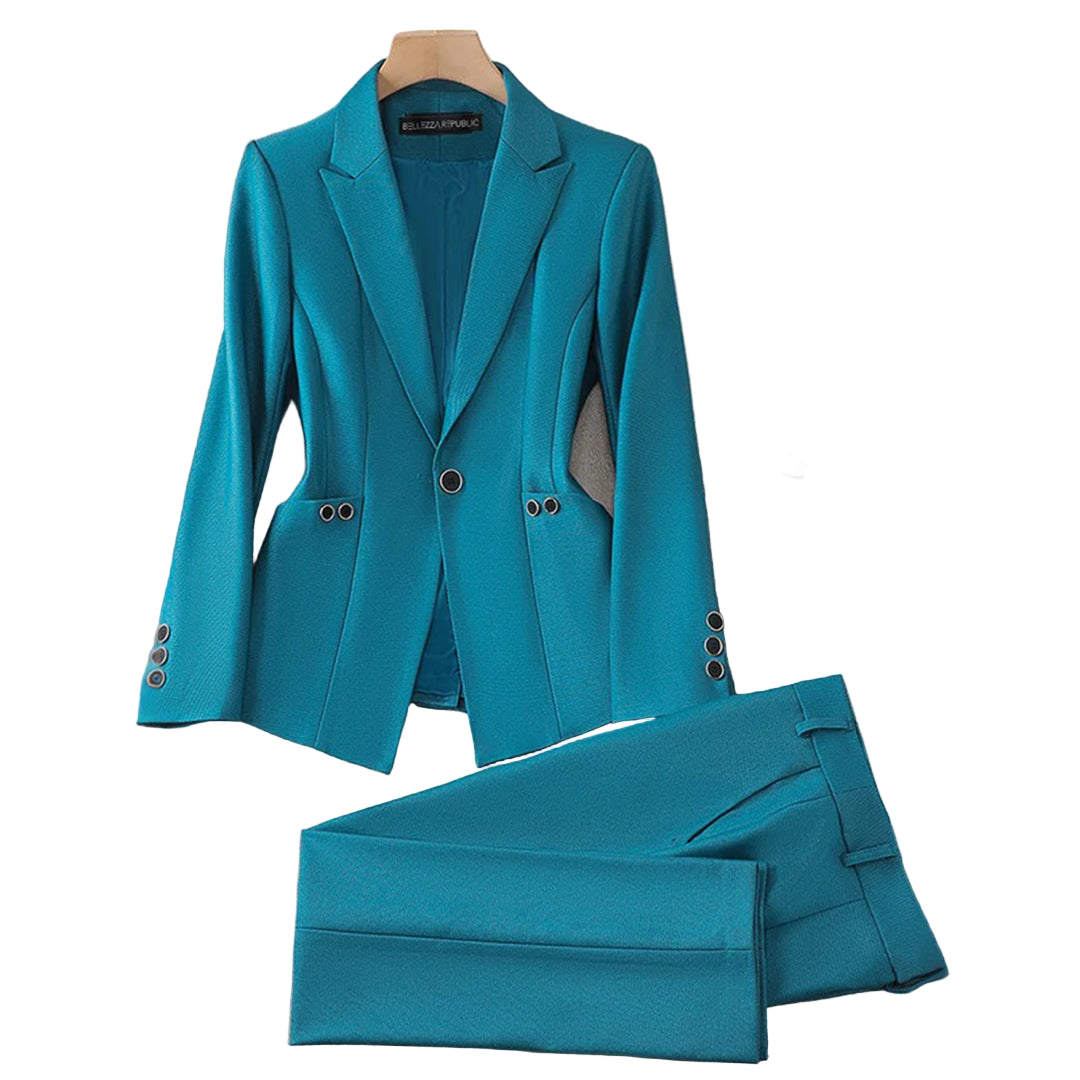 Elegant dame dressett med blazer og bukse for høstmote.