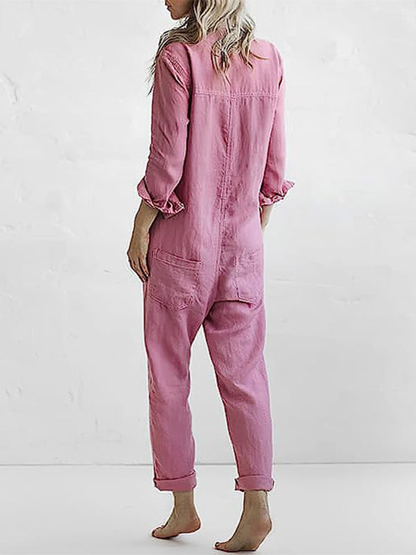 Elegant damejumpsuit med løs passform og lange ermer. Komfortabel for enhver anledning.