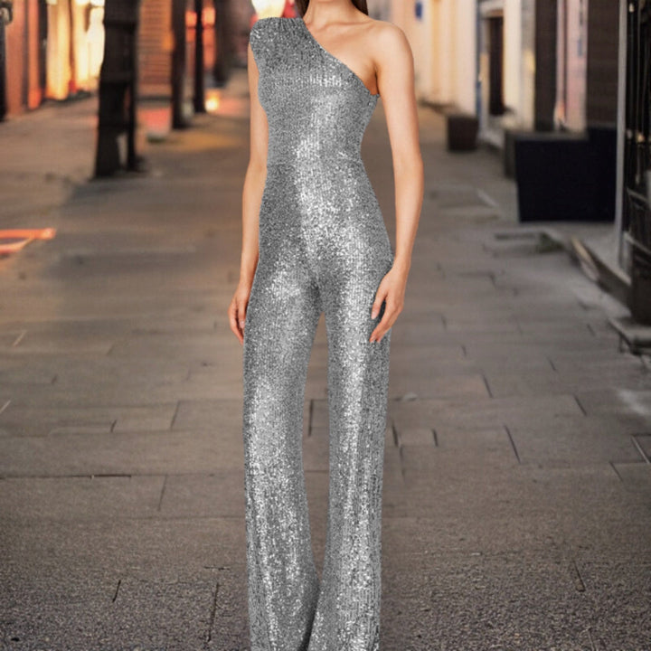 Luksuriøs dame paljett jumpsuit. Perfekt for spesielle anledninger, gir et elegant og moderne preg.