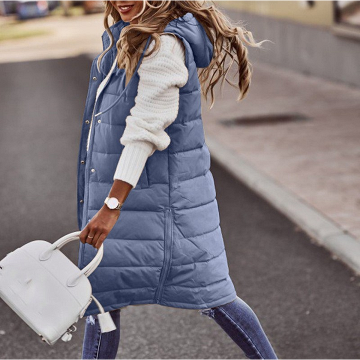 Trendy dame hettegenser, lang og komfortabel. Ideell for urban stil og avslappede fritidsdager.