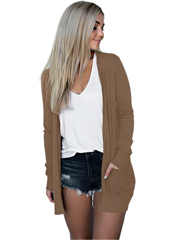 Dame langermet strikket cardigan med åpen front. Perfekt lett vår- og sommercardigan for hverdagsbruk.