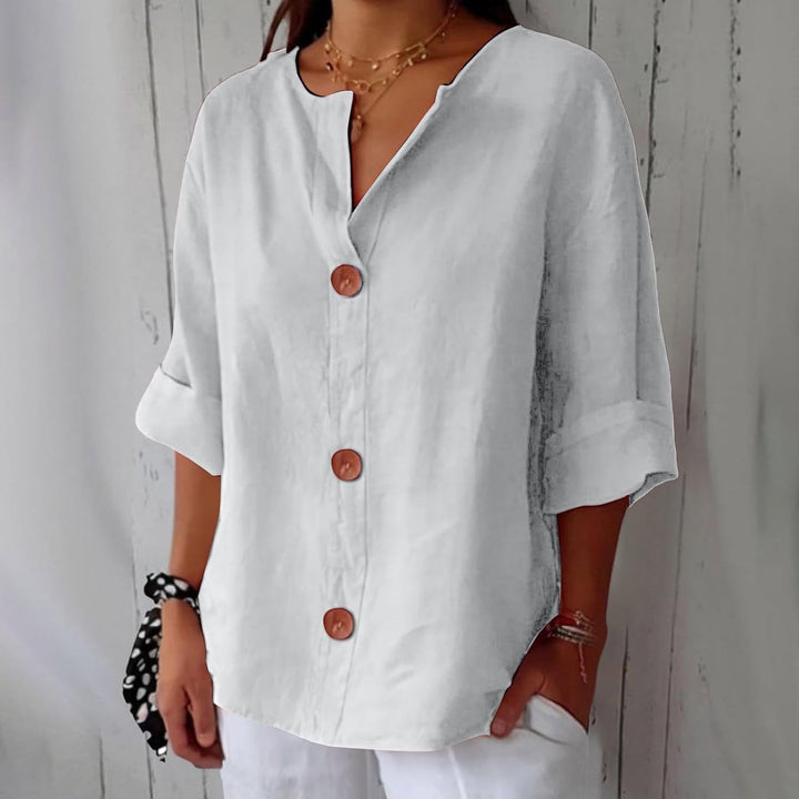 Myk og behagelig flerfarget damebluse med avslappet passform, et must for sommergarderoben.