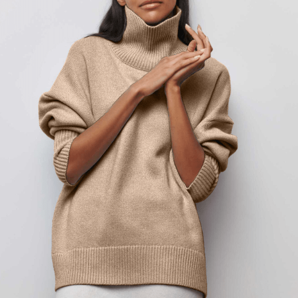 Stilig dame rollkrage pullover, ideell som varm og komfortabel hverdagsklær.