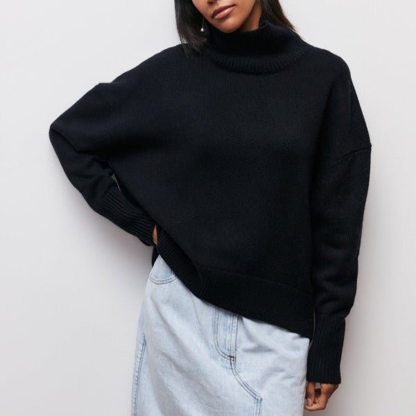 Casual dame pullover med rullekrage, en varm og tidløs klassiker.