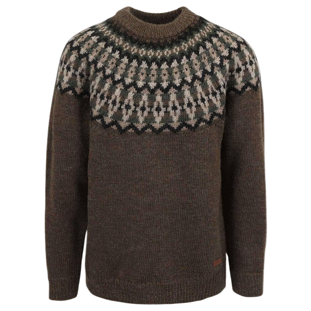 Dame strikkegenser i retro stil, perfekt for koselig vintermote for kvinner.