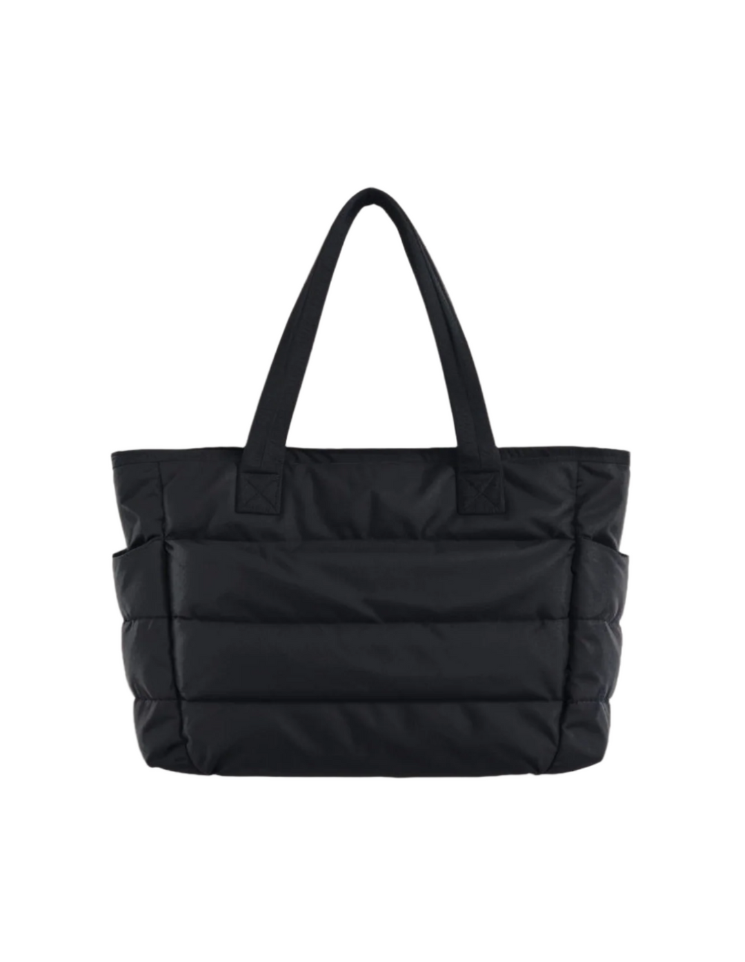 Romslig svart puffer tote bag for kvinner, trendy og praktisk håndveske for hverdag og jobb.
