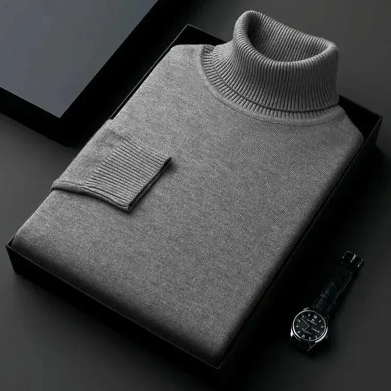 Klassisk flerfarget herre turtleneck genser, varm vintergenser for komfort og elegant stil.
