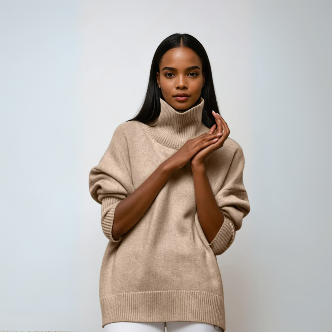 Klassisk dame pullover i elegant design. Varm og komfortabel vintergenser med tidløs turtleneck.