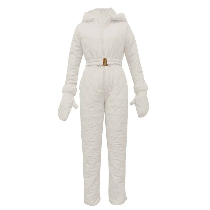 Stilig gul dame vinterdress, et elegant helårsantrekk for kvinner. Perfekt for utendørs komfort og stil.