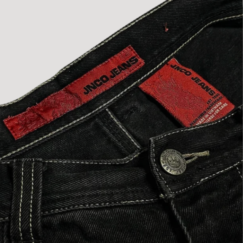 Svarte baggy damejeans med høy midje, allsidig for en moderne casual look eller kul streetwear-mote.