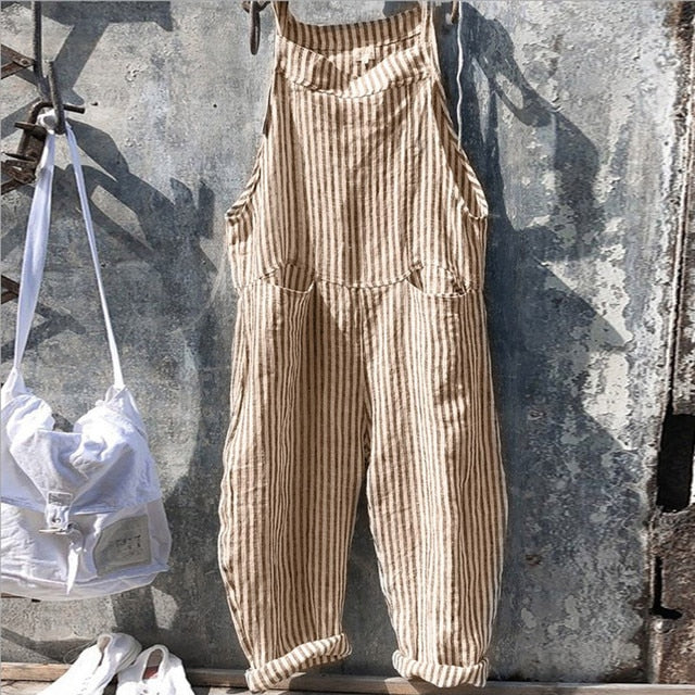 Chic baggy kvinneoverall, allsidig for casual bruk, vår-sommer og helårs komfort.