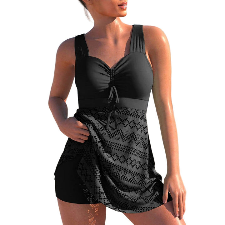 Damer tankini sett med polstring, rynkedesign. Perfekt badetøy for strand & svømming.
