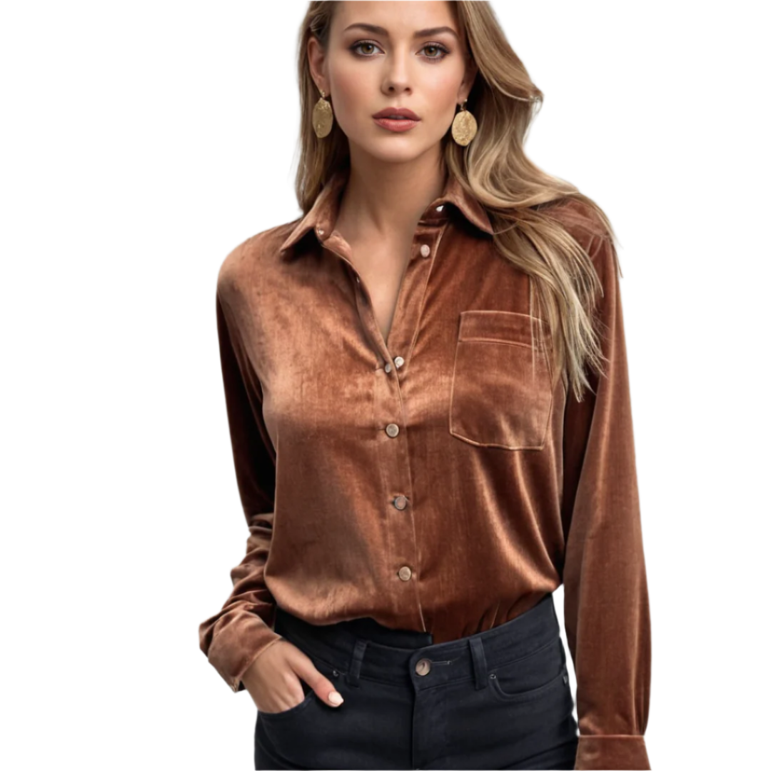Klassisk damebluse med knappelukking, elegant og avslappet passform. Ideell for høst og vinter.