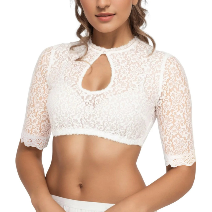 Elegant og tidløs damebluse, ideell som festtopp for sommerfest, vinterfest og Oktoberfest.