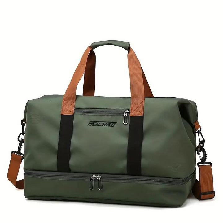 Bakside av Dame Tote Bag med diskret glidelåslomme. Funksjonell og romslig skulderveske.