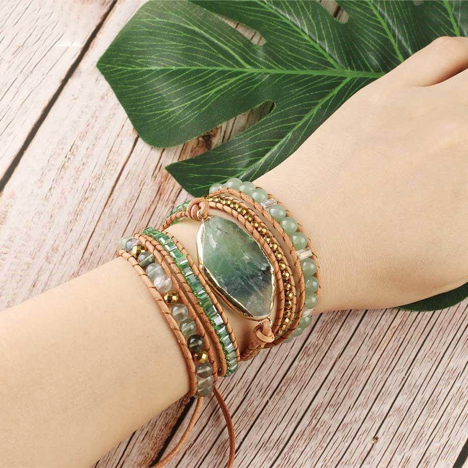 Bohemsk dame aventurin armbånd. Helbredende krystall armbånd for energi balanse og indre styrke.