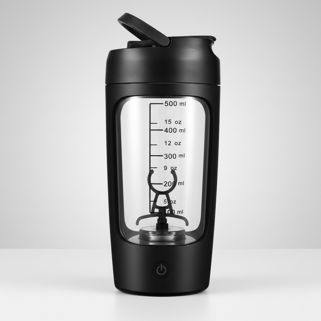 Bærbar elektrisk proteinshaker i Tritan, perfekt for klumpfrie drikker under trening eller på reise.