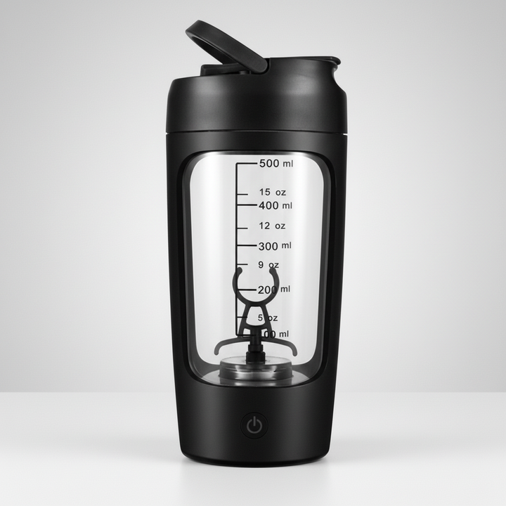 Bærbar elektrisk proteinshaker i Tritan, perfekt for klumpfrie drikker under trening eller på reise.
