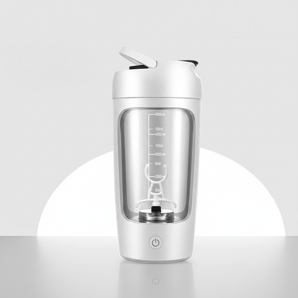 Selvrensende elektrisk drikkemikser i Tritan; raskt og enkelt klargjør proteinshakes for en aktiv livsstil.